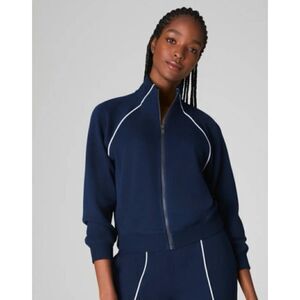 Spanx AirEssentials Pique Full Zip Track Jacket with piping details, NWT, S